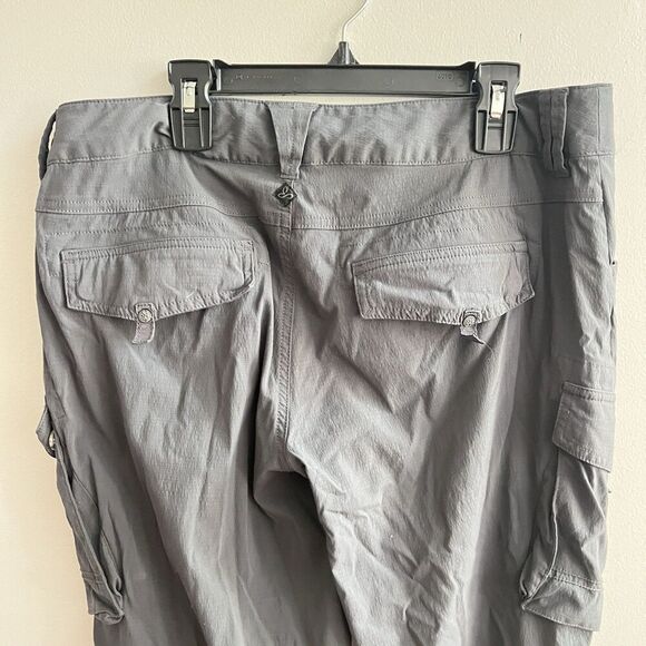prAna Convertible Pant Women 8 Gray Performance Pockets Roll Up Hiking Camping - Picture 15 of 16